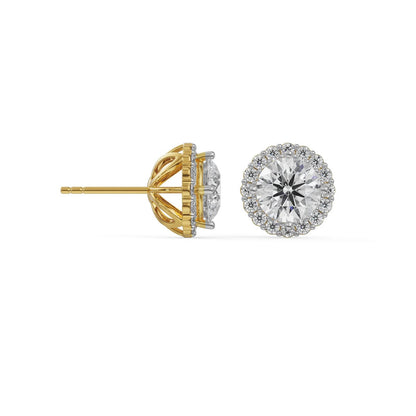 0.5 CT Halo Round Solitaire Studs earrings