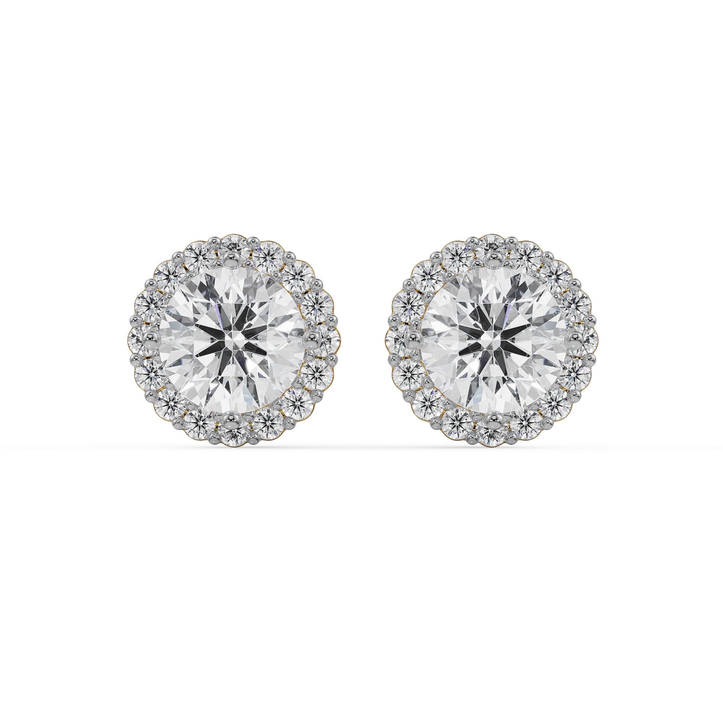 0.5 CT Halo Round Solitaire Studs earrings