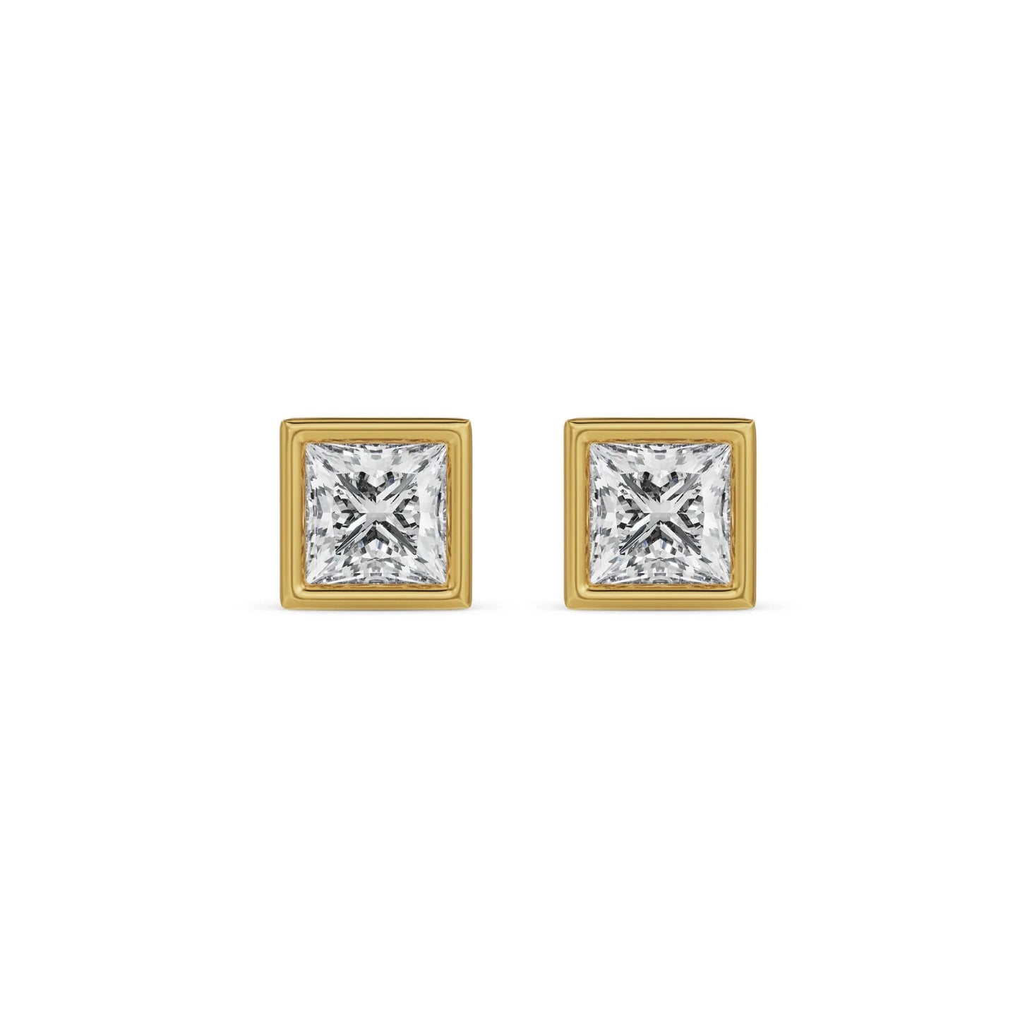 0.5 CT Bezel Princess Solitaire Studs