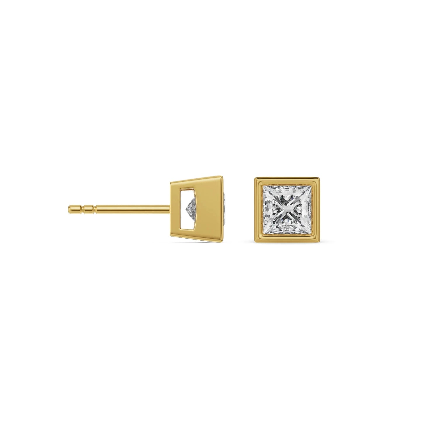 0.5 CT Bezel Princess Solitaire Studs