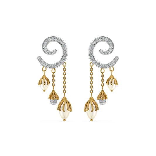 Pearl Drop Diamond Earrings