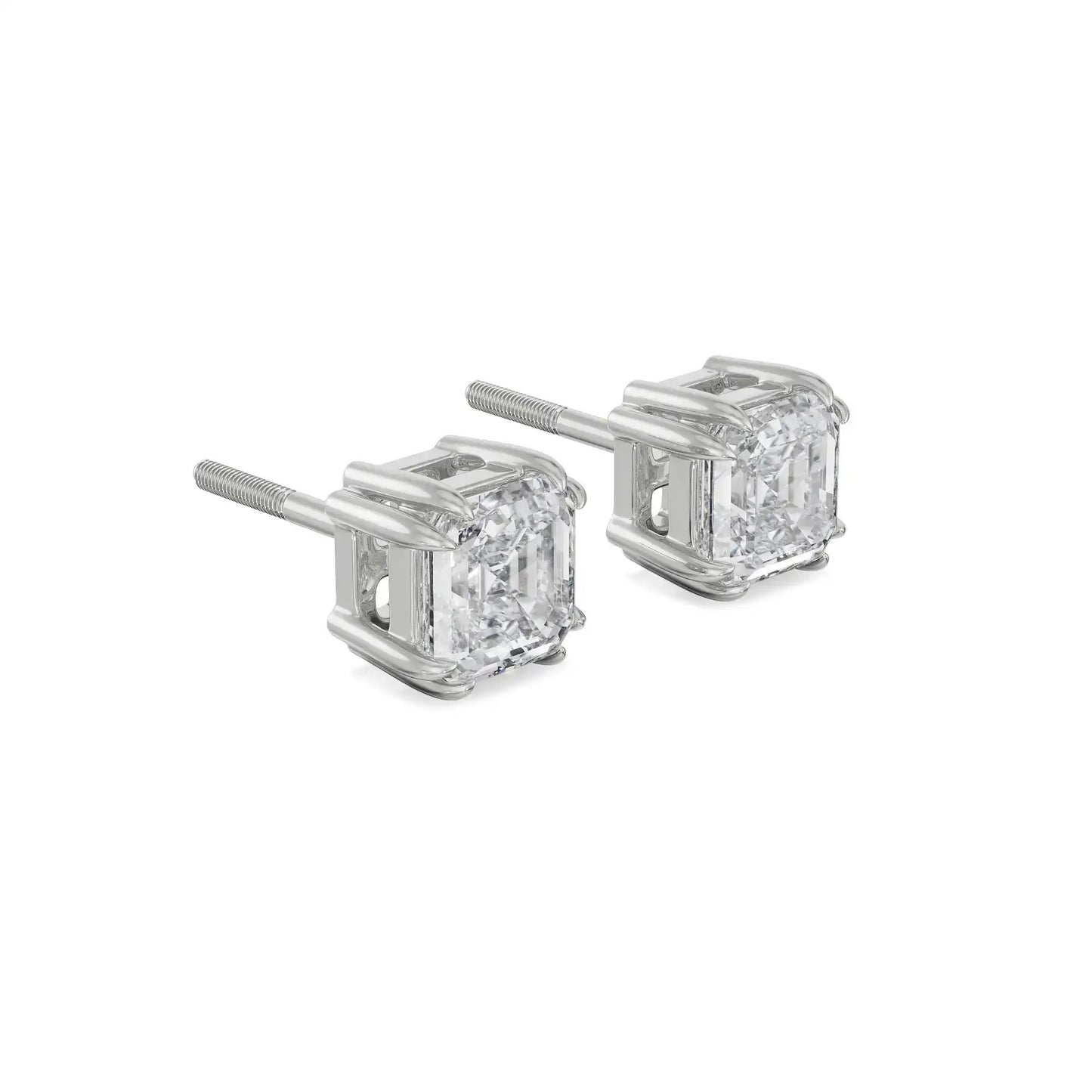 1 CT Asscher Diamond Studs Earrings