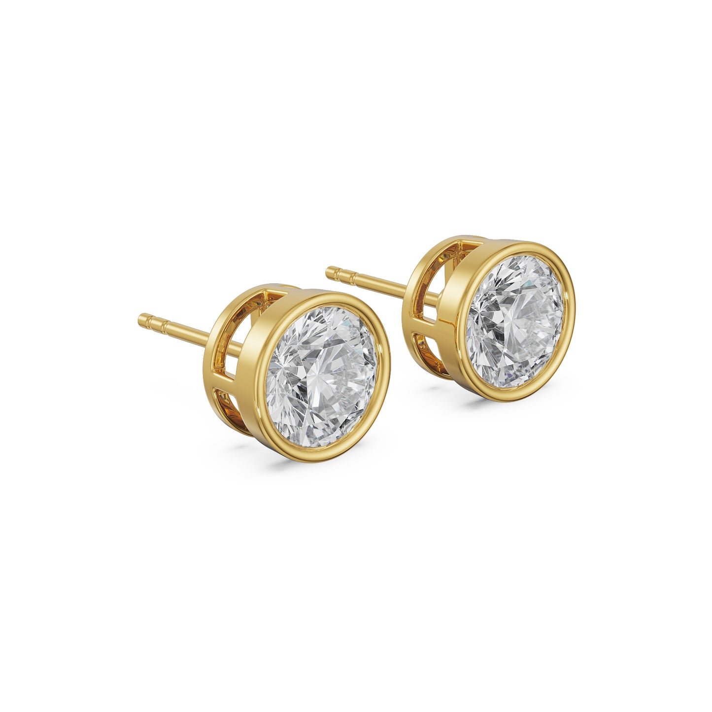 2 CT Classic Bezel Solitaire Studs Earrings