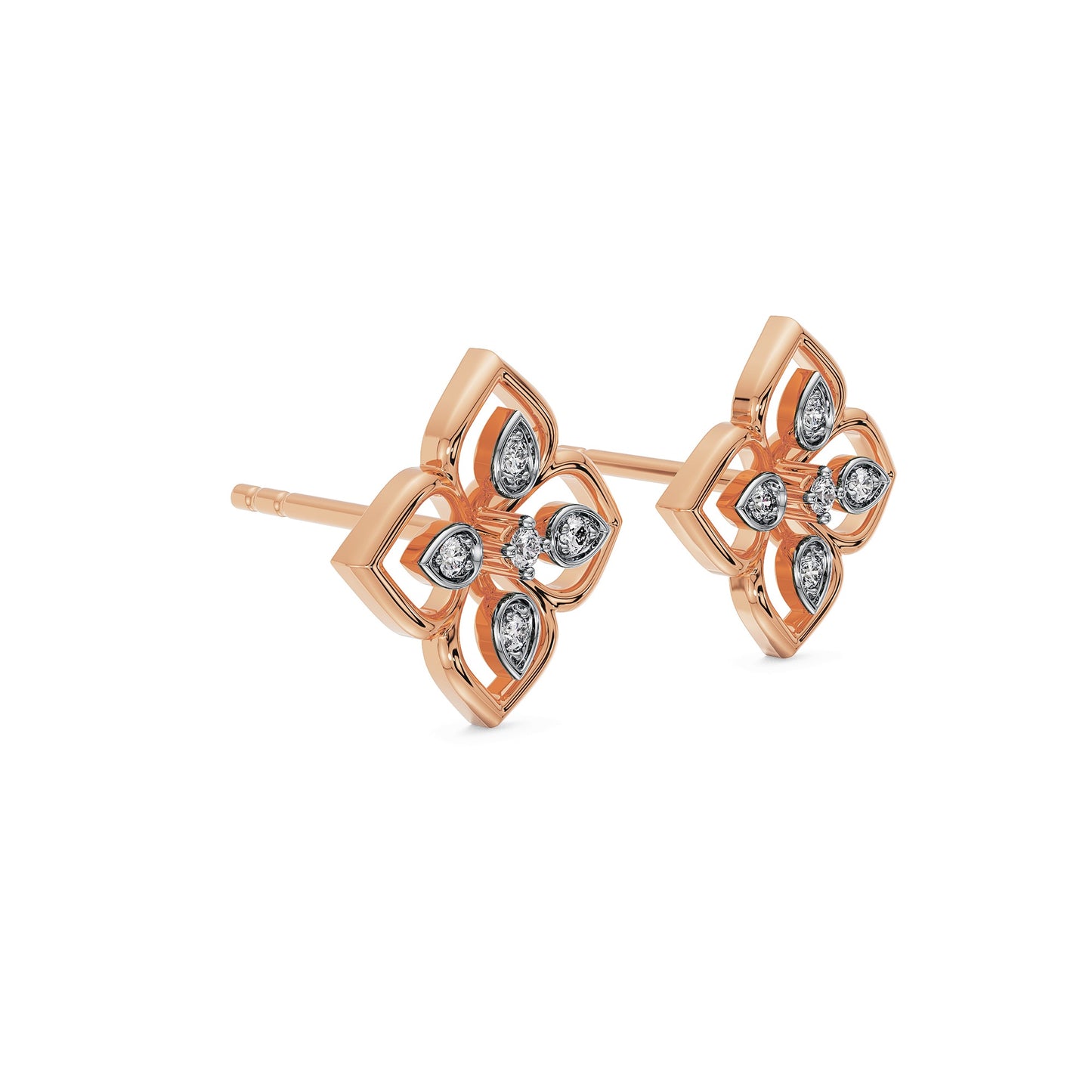 Brilliant Diamond Floral Studs Earrings