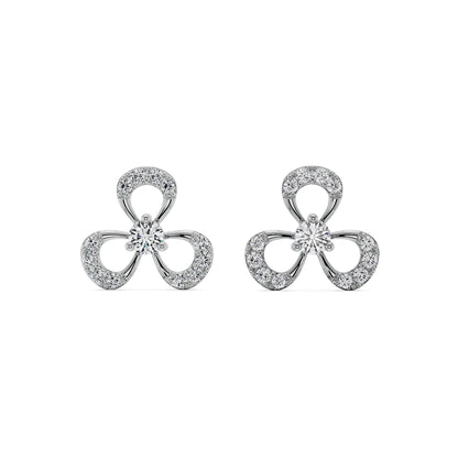 Blooming Floral Diamond Studs Earrings