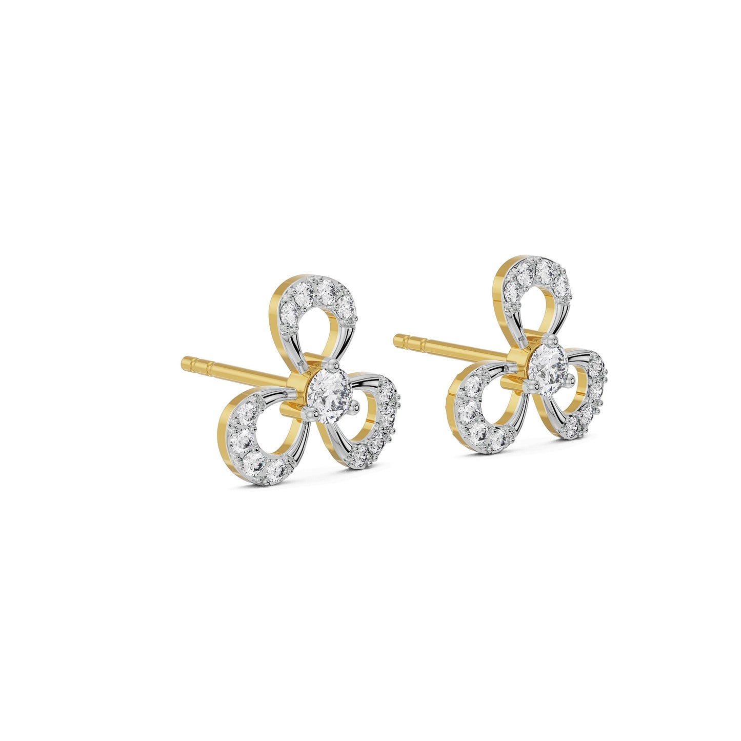 Blooming Floral Diamond Studs Earrings