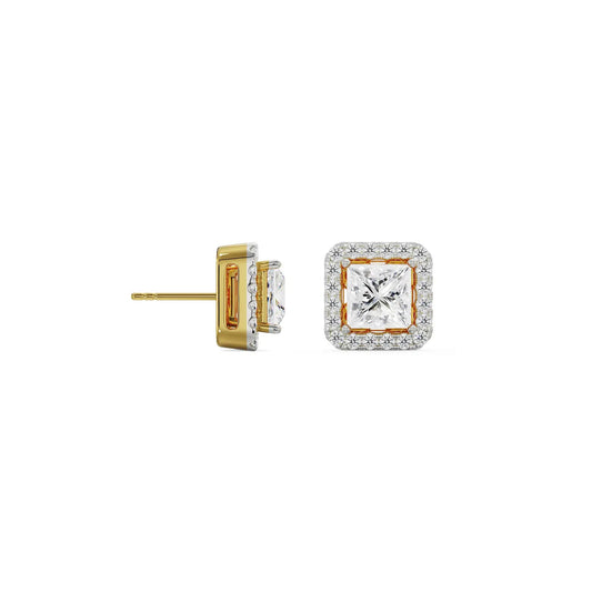 1 CT Princess Frame Diamond Studs Earrings