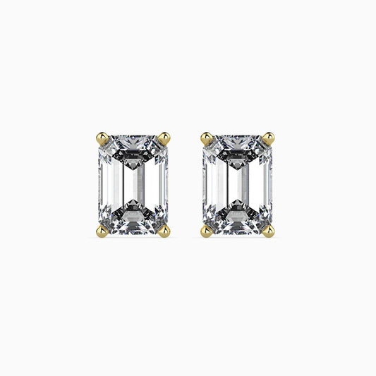 Emerald Diamond Solitaire Studs Earrings