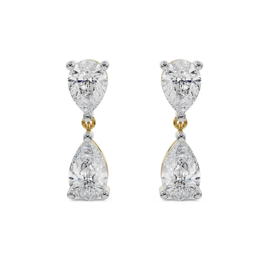 Subtle Pear Diamond Drop Earrings