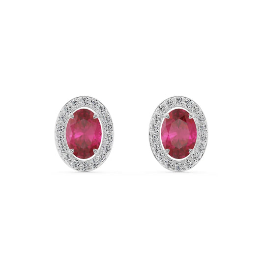 Vintage Ruby Diamond Studs Earrings