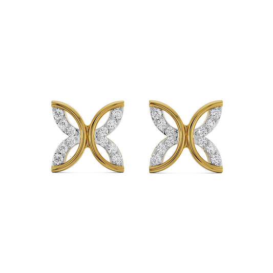 Whimsical Leaf Diamond Studs Earrings