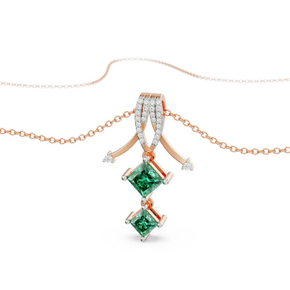 Arrow Emerald Diamond Necklace