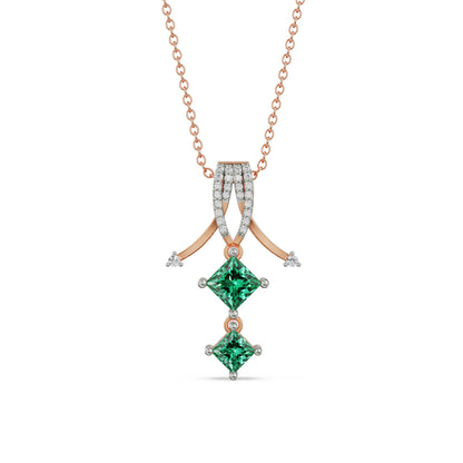 Arrow Emerald Diamond Necklace