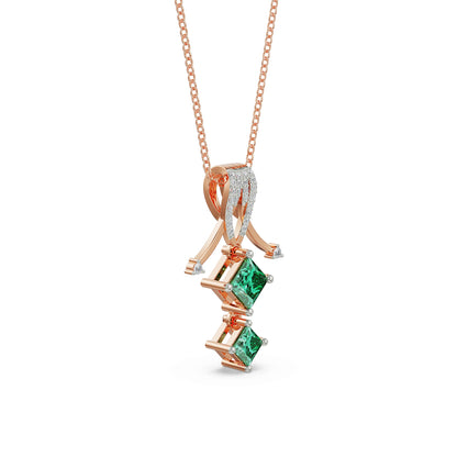 Arrow Emerald Diamond Necklace