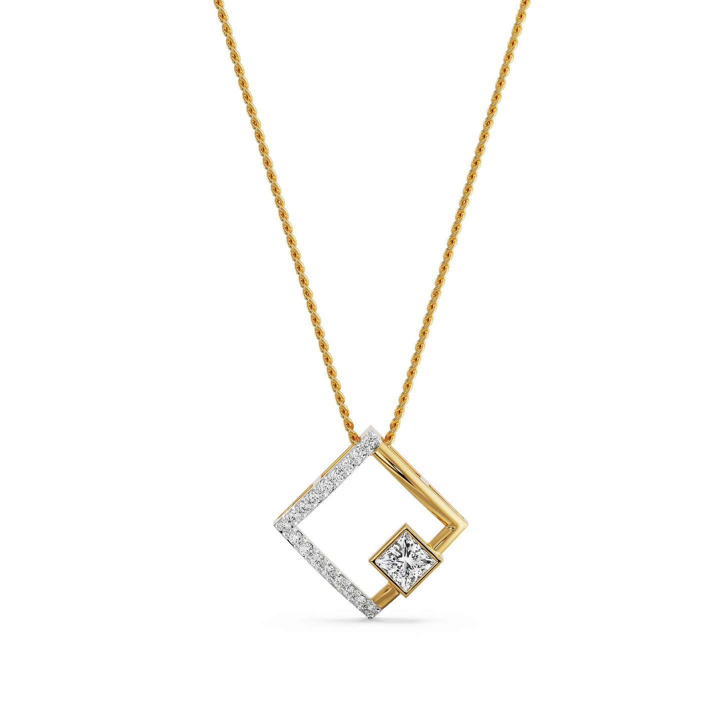 Princess Cut Diamond Necklace