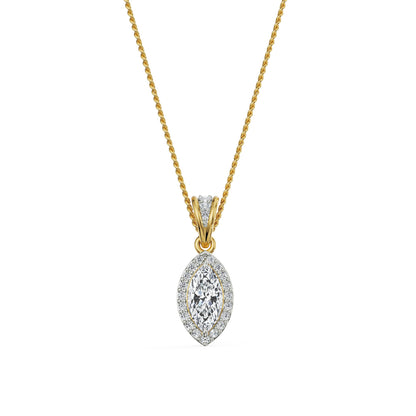 0.5 CT Marquise Halo Diamond Necklace