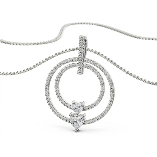 Circle Heart Diamond Necklace