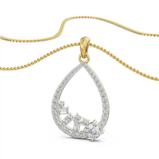 Cluster Drop Diamond Necklace