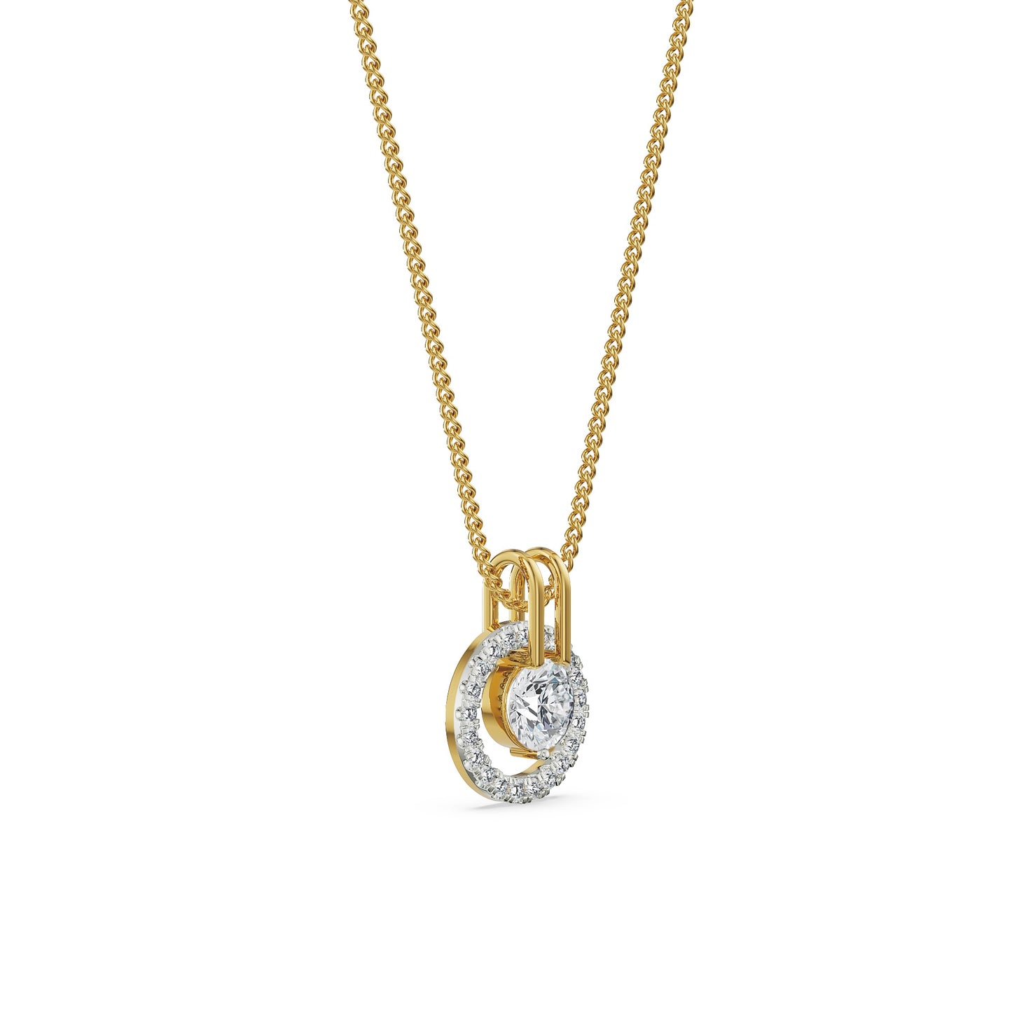 Revolving Halo Solitaire Diamond Necklace