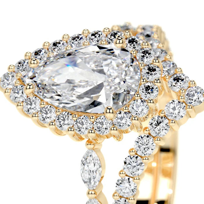 1.5 CT Pear Shaped Halo Diamond Rings For Women