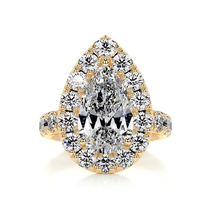 2 CT Pear Shaped Halo Diamond Rings For Women