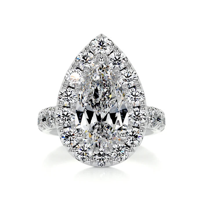 2 CT Pear Shaped Halo Diamond Rings For Women