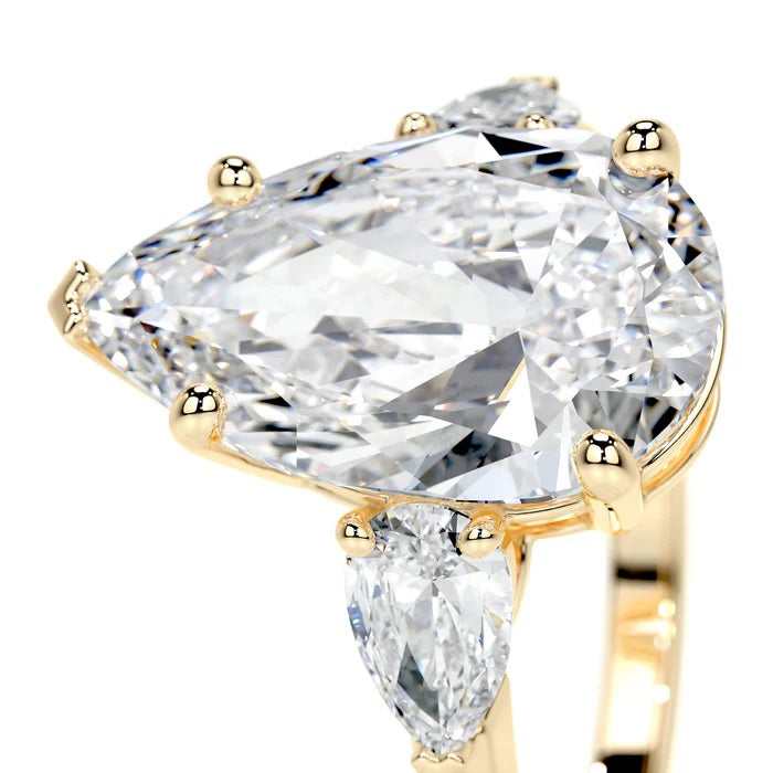 5 CT Pear Shaped Three Stone Diamond Rings For Women