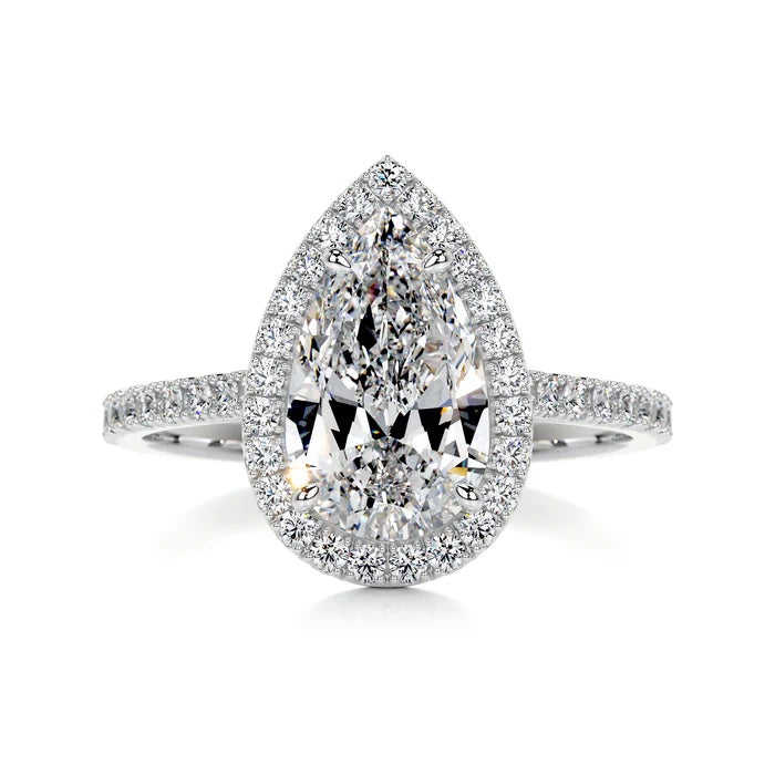 2 CT Pear Shaped Halo Diamond Rings For Women