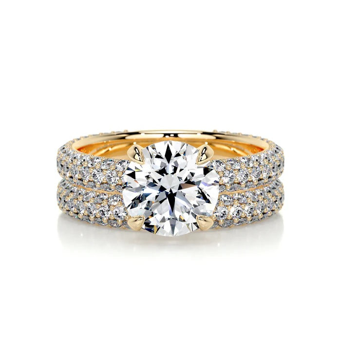 2 CT Brilliant Round Diamond Rings Set For Women